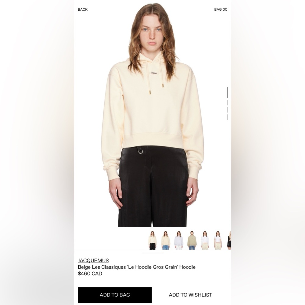 Jacquemus Cream Hoodie for Women